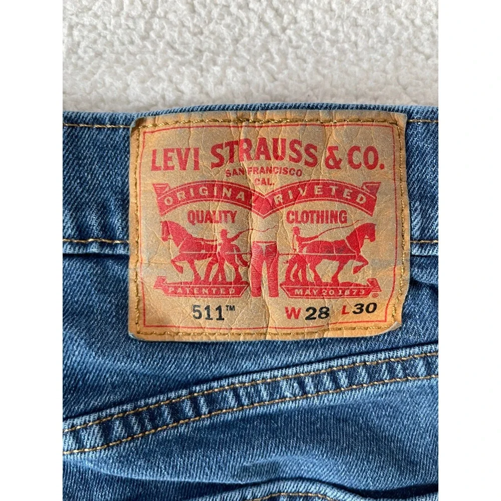 Levi's Mens 28x30 511 Slim Fit Jeans Blue Medium Wash Stretch Denim
